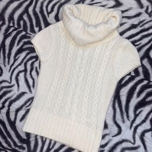 BEBE Cream/White Angora Knit Sweater